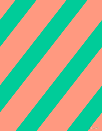 52 degree angle lines stripes, 56 pixel line width, 80 pixel line spacing, Caribbean Green and Vivid Tangerine angled lines and stripes seamless tileable