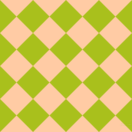 45/135 degree angle diagonal checkered chequered squares checker pattern checkers background, 77 pixel square size, , Bahia and Peach checkers chequered checkered squares seamless tileable