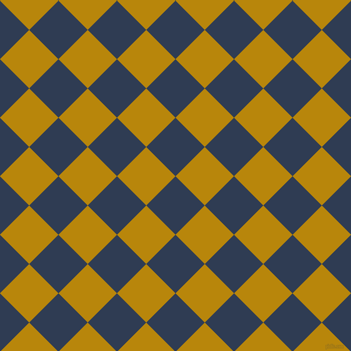 45/135 degree angle diagonal checkered chequered squares checker pattern checkers background, 81 pixel square size, , Biscay and Dark Goldenrod checkers chequered checkered squares seamless tileable