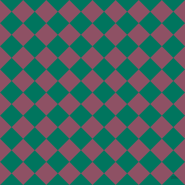 45/135 degree angle diagonal checkered chequered squares checker pattern checkers background, 56 pixel square size, , Cannon Pink and Tropical Rain Forest checkers chequered checkered squares seamless tileable