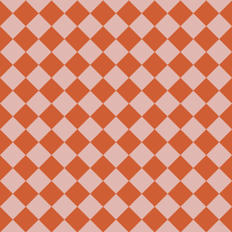 45/135 degree angle diagonal checkered chequered squares checker pattern checkers background, 58 pixel square size, , Cavern Pink and Chilean Fire checkers chequered checkered squares seamless tileable