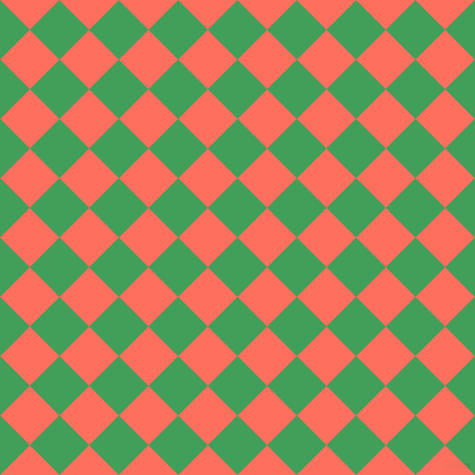 45/135 degree angle diagonal checkered chequered squares checker pattern checkers background, 59 pixel square size, , Chateau Green and Bittersweet checkers chequered checkered squares seamless tileable