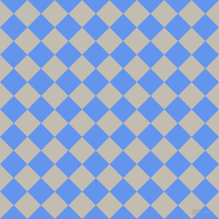 45/135 degree angle diagonal checkered chequered squares checker pattern checkers background, 38 pixel square size, Cloud and Cornflower Blue checkers chequered checkered squares seamless tileable