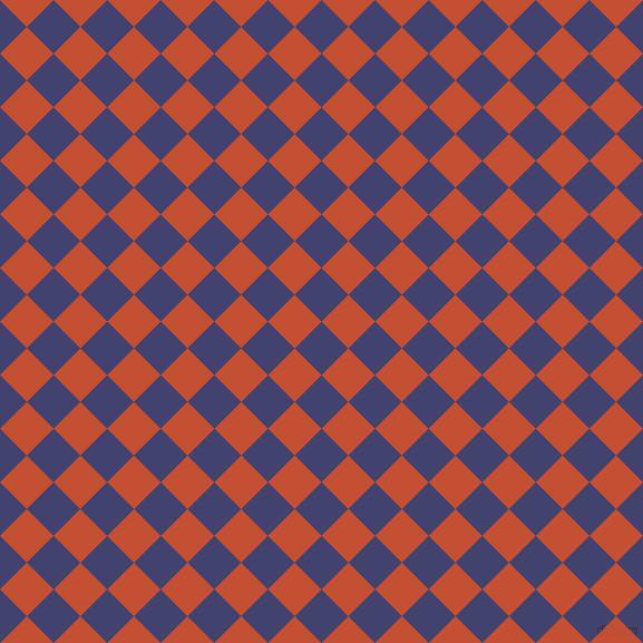 45/135 degree angle diagonal checkered chequered squares checker pattern checkers background, 34 pixel squares size, , Corn Flower Blue and Trinidad checkers chequered checkered squares seamless tileable