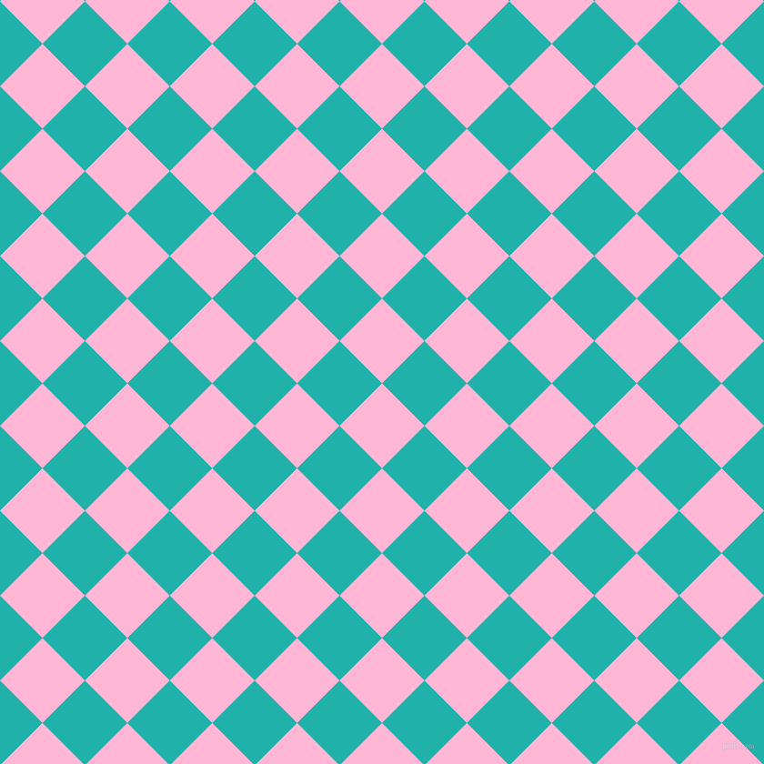 45/135 degree angle diagonal checkered chequered squares checker pattern checkers background, 66 pixel squares size, , Cotton Candy and Light Sea Green checkers chequered checkered squares seamless tileable