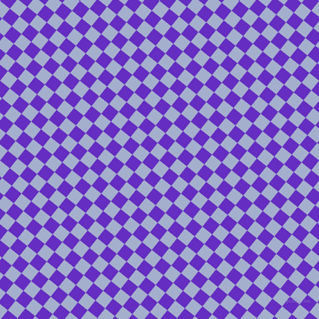51/141 degree angle diagonal checkered chequered squares checker pattern checkers background, 18 pixel square size, Echo Blue and Purple Heart checkers chequered checkered squares seamless tileable