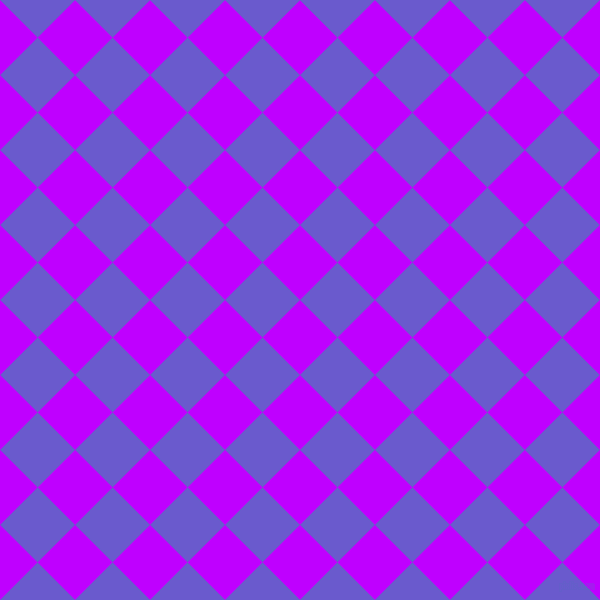 45/135 degree angle diagonal checkered chequered squares checker pattern checkers background, 53 pixel squares size, Electric Purple and Slate Blue checkers chequered checkered squares seamless tileable