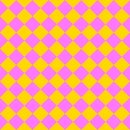 45/135 degree angle diagonal checkered chequered squares checker pattern checkers background, 38 pixel squares size, , Fuchsia Pink and School Bus Yellow checkers chequered checkered squares seamless tileable