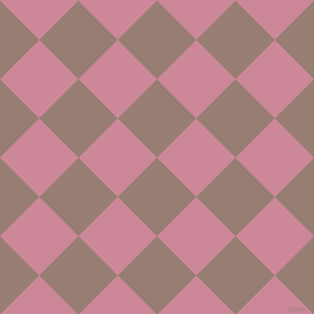 45/135 degree angle diagonal checkered chequered squares checker pattern checkers background, 113 pixel square size, , Hemp and Puce checkers chequered checkered squares seamless tileable