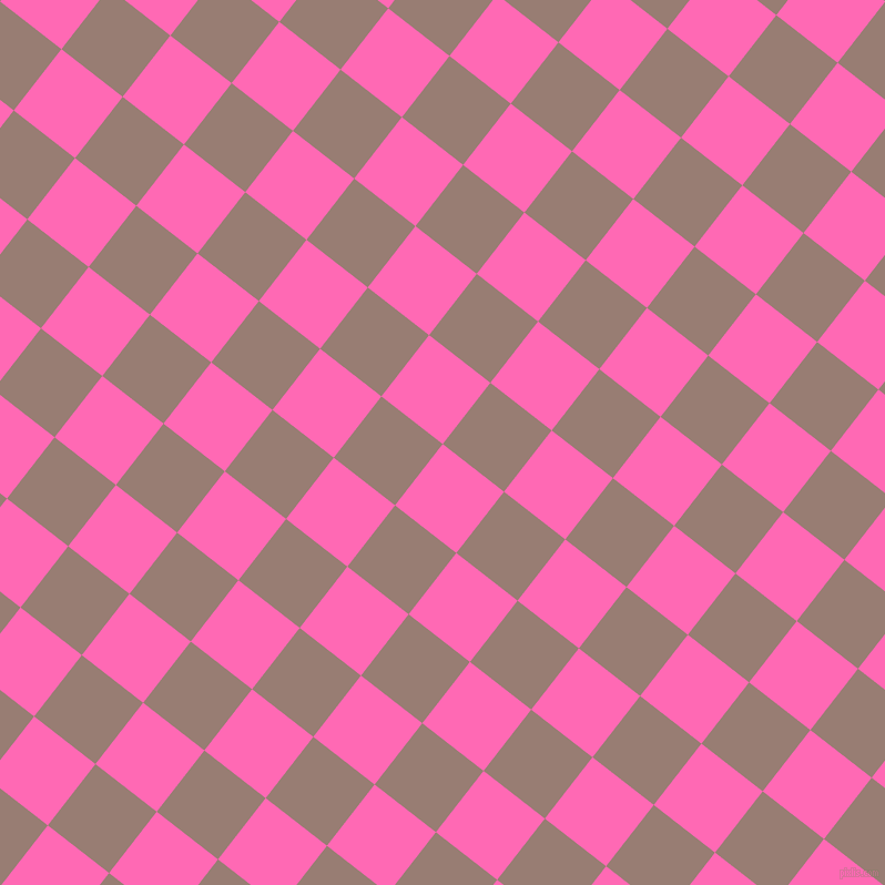 52/142 degree angle diagonal checkered chequered squares checker pattern checkers background, 70 pixel squares size, Hot Pink and Hemp checkers chequered checkered squares seamless tileable