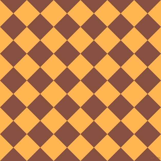 45/135 degree angle diagonal checkered chequered squares checker pattern checkers background, 74 pixel squares size, Koromiko and Ironstone checkers chequered checkered squares seamless tileable