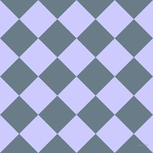 45/135 degree angle diagonal checkered chequered squares checker pattern checkers background, 94 pixel square size, Lavender Blue and Lynch checkers chequered checkered squares seamless tileable