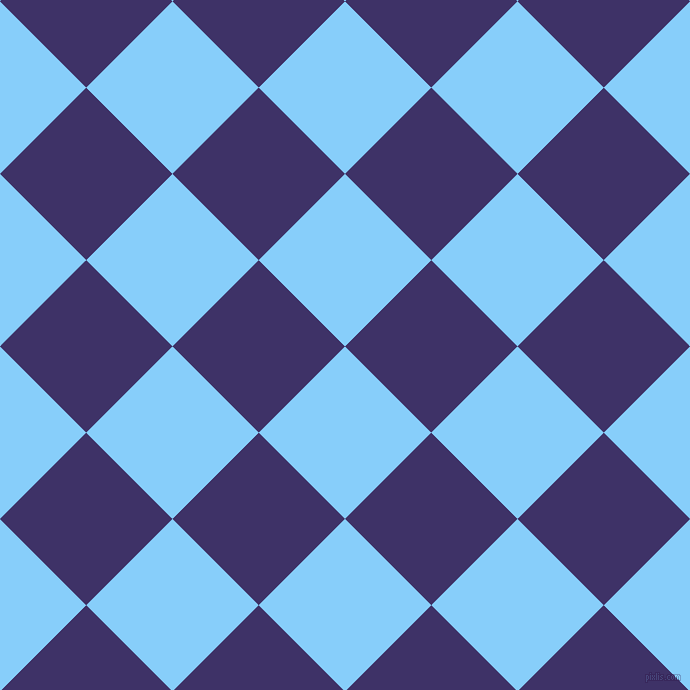 45/135 degree angle diagonal checkered chequered squares checker pattern checkers background, 122 pixel square size, , Light Sky Blue and Minsk checkers chequered checkered squares seamless tileable