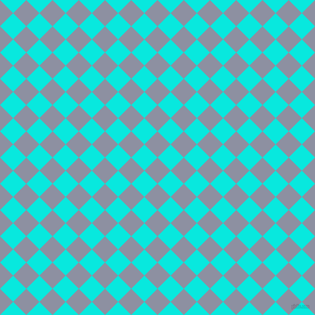 45/135 degree angle diagonal checkered chequered squares checker pattern checkers background, 37 pixel square size, , Manatee and Bright Turquoise checkers chequered checkered squares seamless tileable