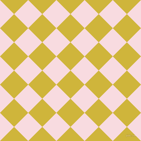 45/135 degree angle diagonal checkered chequered squares checker pattern checkers background, 70 pixel squares size, , Old Gold and Carousel Pink checkers chequered checkered squares seamless tileable