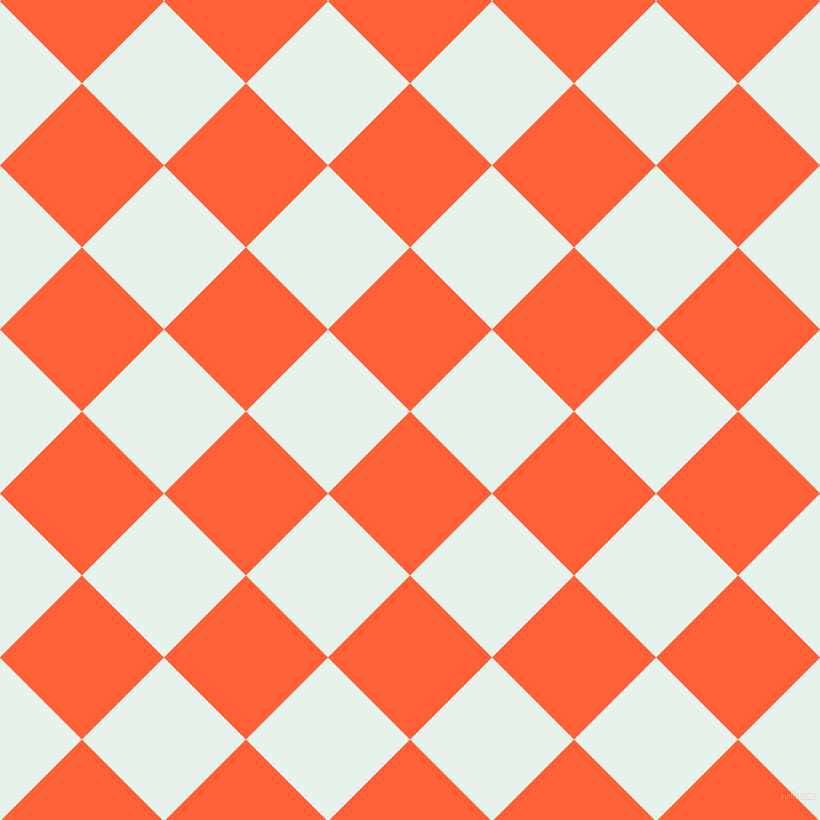 45/135 degree angle diagonal checkered chequered squares checker pattern checkers background, 116 pixel square size, Outrageous Orange and Bubbles checkers chequered checkered squares seamless tileable