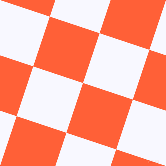 72/162 degree angle diagonal checkered chequered squares checker pattern checkers background, 171 pixel square size, Outrageous Orange and Ghost White checkers chequered checkered squares seamless tileable