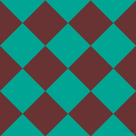 45/135 degree angle diagonal checkered chequered squares checker pattern checkers background, 108 pixel squares size, , Persian Green and Persian Plum checkers chequered checkered squares seamless tileable