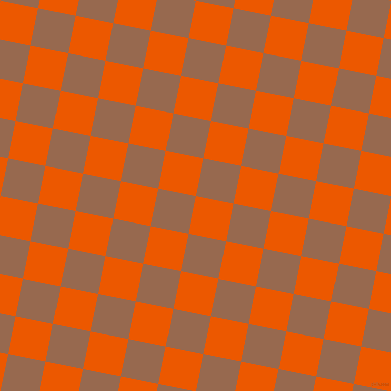 79/169 degree angle diagonal checkered chequered squares checker pattern checkers background, 76 pixel squares size, , Persimmon and Dark Tan checkers chequered checkered squares seamless tileable