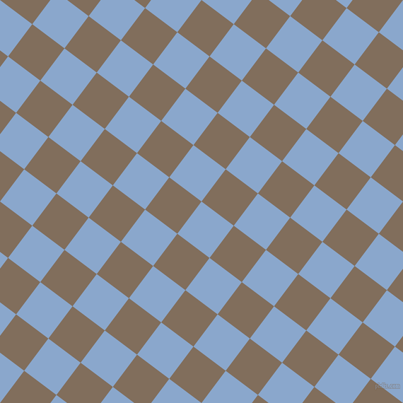 53/143 degree angle diagonal checkered chequered squares checker pattern checkers background, 57 pixel square size, , Polo Blue and Donkey Brown checkers chequered checkered squares seamless tileable