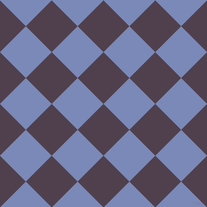 45/135 degree angle diagonal checkered chequered squares checker pattern checkers background, 127 pixel squares size, , Purple Taupe and Wild Blue Yonder checkers chequered checkered squares seamless tileable