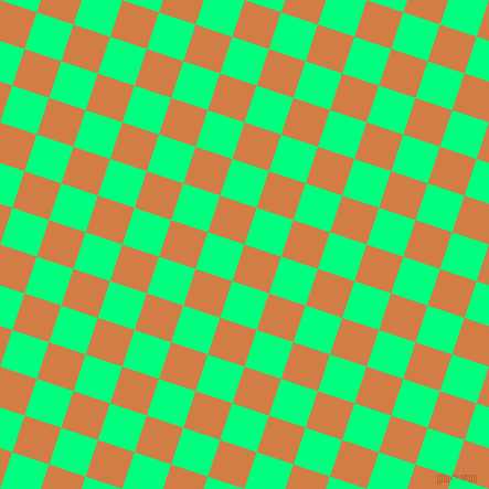 72/162 degree angle diagonal checkered chequered squares checker pattern checkers background, 35 pixel square size, , Raw Sienna and Spring Green checkers chequered checkered squares seamless tileable