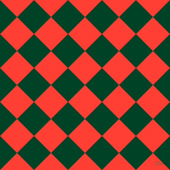 45/135 degree angle diagonal checkered chequered squares checker pattern checkers background, 81 pixel square size, , Red Orange and British Racing Green checkers chequered checkered squares seamless tileable
