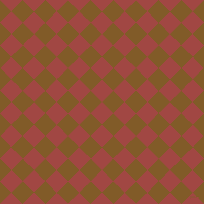 45/135 degree angle diagonal checkered chequered squares checker pattern checkers background, 63 pixel square size, , Roof Terracotta and Hot Curry checkers chequered checkered squares seamless tileable