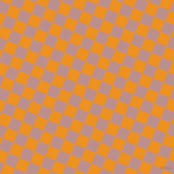 67/157 degree angle diagonal checkered chequered squares checker pattern checkers background, 38 pixel square size, , Rosy Brown and Carrot Orange checkers chequered checkered squares seamless tileable