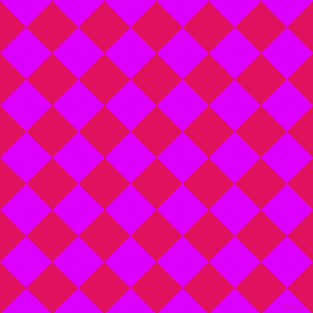 45/135 degree angle diagonal checkered chequered squares checker pattern checkers background, 52 pixel square size, , Ruby and Psychedelic Purple checkers chequered checkered squares seamless tileable