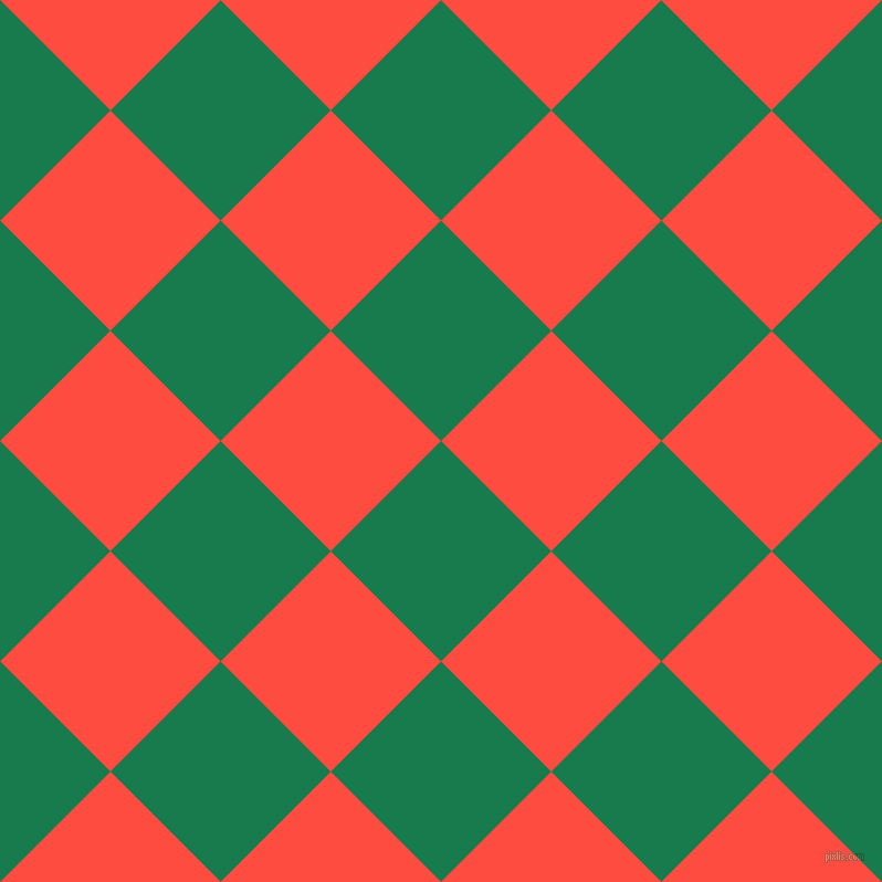 45/135 degree angle diagonal checkered chequered squares checker pattern checkers background, 141 pixel squares size, Salem and Sunset Orange checkers chequered checkered squares seamless tileable