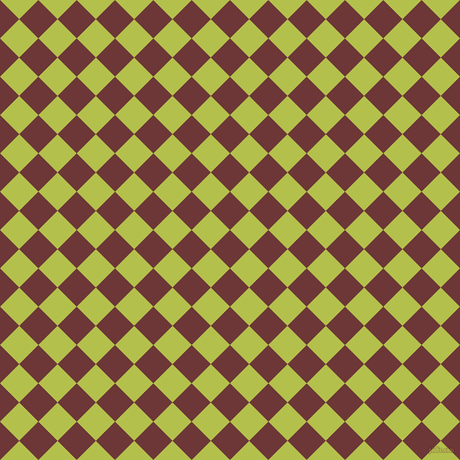 45/135 degree angle diagonal checkered chequered squares checker pattern checkers background, 38 pixel square size, , Sanguine Brown and Celery checkers chequered checkered squares seamless tileable