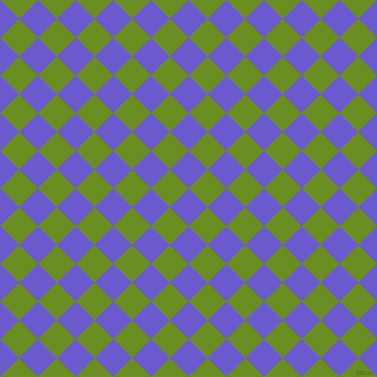 45/135 degree angle diagonal checkered chequered squares checker pattern checkers background, 53 pixel square size, , Slate Blue and Olive Drab checkers chequered checkered squares seamless tileable
