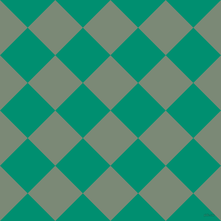 45/135 degree angle diagonal checkered chequered squares checker pattern checkers background, 132 pixel squares size, Spanish Green and Observatory checkers chequered checkered squares seamless tileable