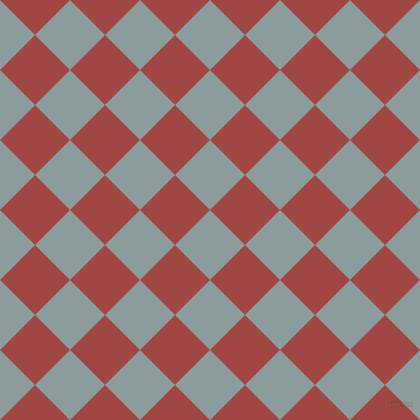 45/135 degree angle diagonal checkered chequered squares checker pattern checkers background, 72 pixel squares size, , Submarine and Roof Terracotta checkers chequered checkered squares seamless tileable