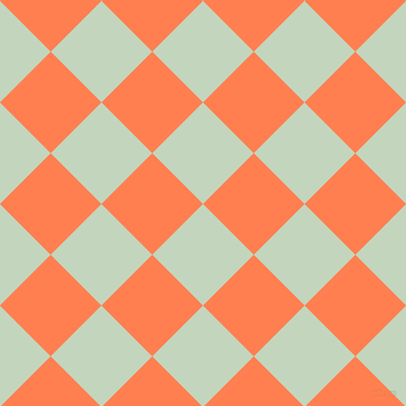 45/135 degree angle diagonal checkered chequered squares checker pattern checkers background, 104 pixel squares size, Surf Crest and Coral checkers chequered checkered squares seamless tileable