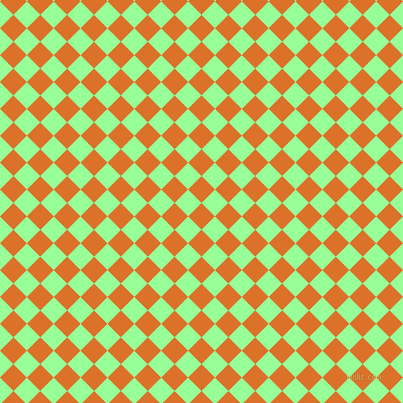 45/135 degree angle diagonal checkered chequered squares checker pattern checkers background, 19 pixel square size, Tahiti Gold and Mint Green checkers chequered checkered squares seamless tileable