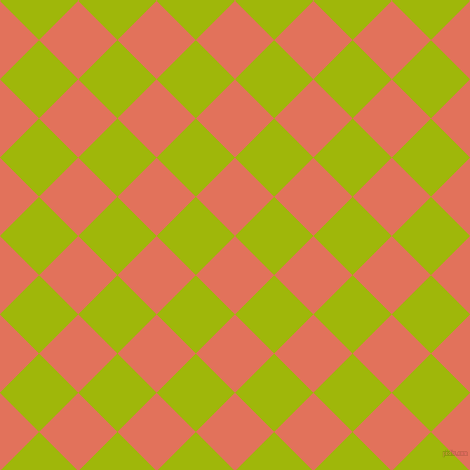 45/135 degree angle diagonal checkered chequered squares checker pattern checkers background, 79 pixel square size, , Terra Cotta and Citrus checkers chequered checkered squares seamless tileable