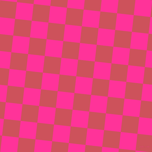 84/174 degree angle diagonal checkered chequered squares checker pattern checkers background, 57 pixel square size, Wild Strawberry and Mandy checkers chequered checkered squares seamless tileable