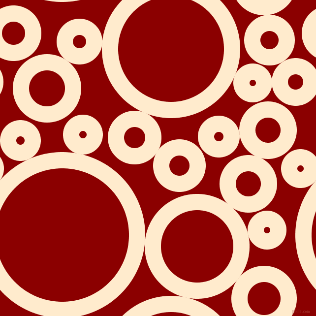 bubbles, circles, sponge, big, medium, small, 33 pixel line width, Blanched Almond and Dark Red circles bubbles sponge soap seamless tileable