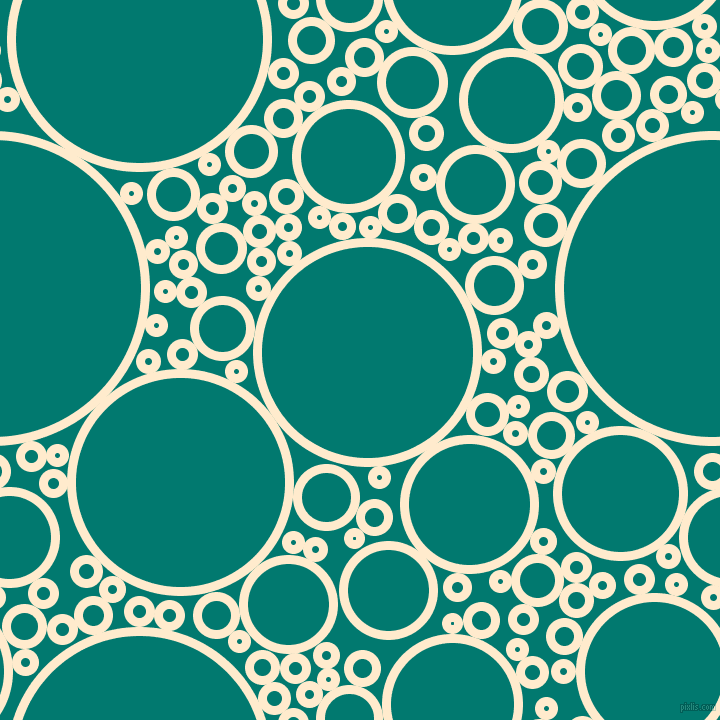 bubbles, circles, sponge, big, medium, small, 9 pixel line width, Blanched Almond and Pine Green circles bubbles sponge soap seamless tileable