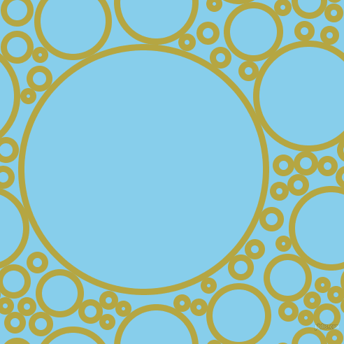 bubbles, circles, sponge, big, medium, small, 9 pixel line width, Brass and Sky Blue circles bubbles sponge soap seamless tileable