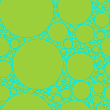bubbles, circles, sponge, big, medium, small, 3 pixel line width, Bright Turquoise and Atlantis circles bubbles sponge soap seamless tileable