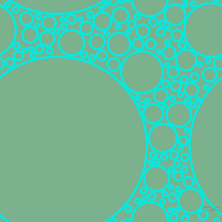 bubbles, circles, sponge, big, medium, small, 5 pixel line width, Bright Turquoise and Bay Leaf circles bubbles sponge soap seamless tileable