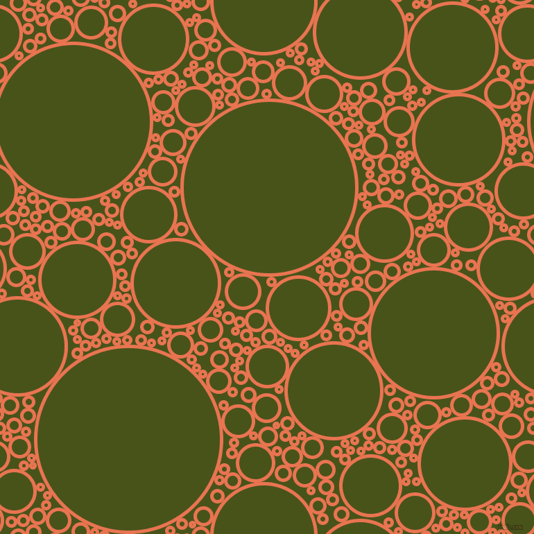 bubbles, circles, sponge, big, medium, small, 5 pixel line width, Burnt Sienna and Verdun Green circles bubbles sponge soap seamless tileable