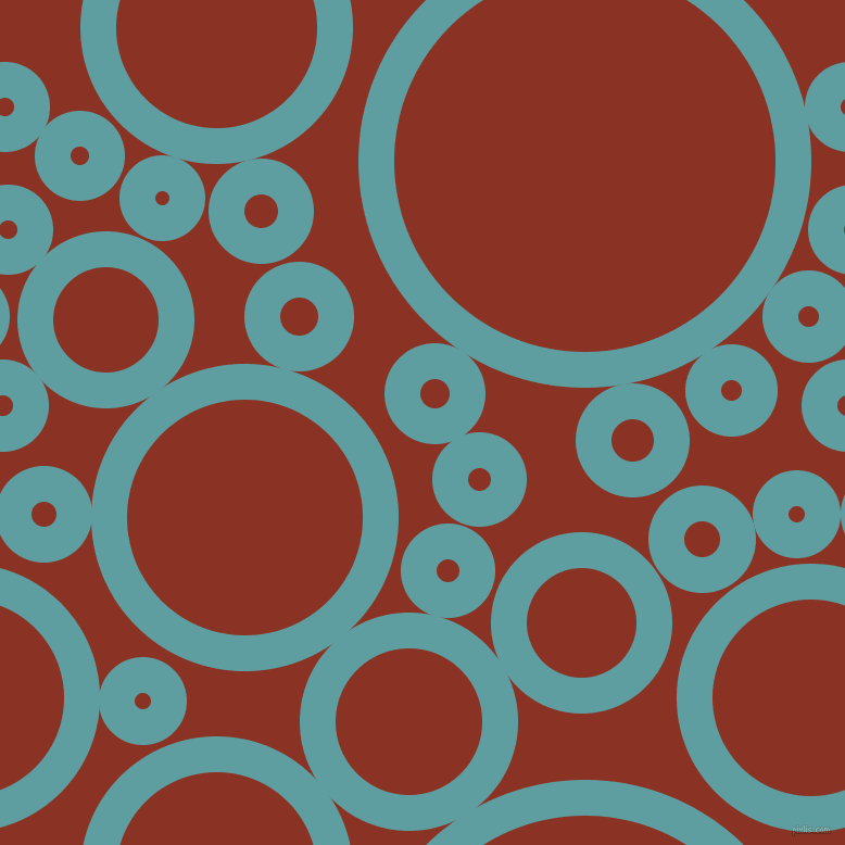 bubbles, circles, sponge, big, medium, small, 33 pixel line width, Cadet Blue and Burnt Umber circles bubbles sponge soap seamless tileable