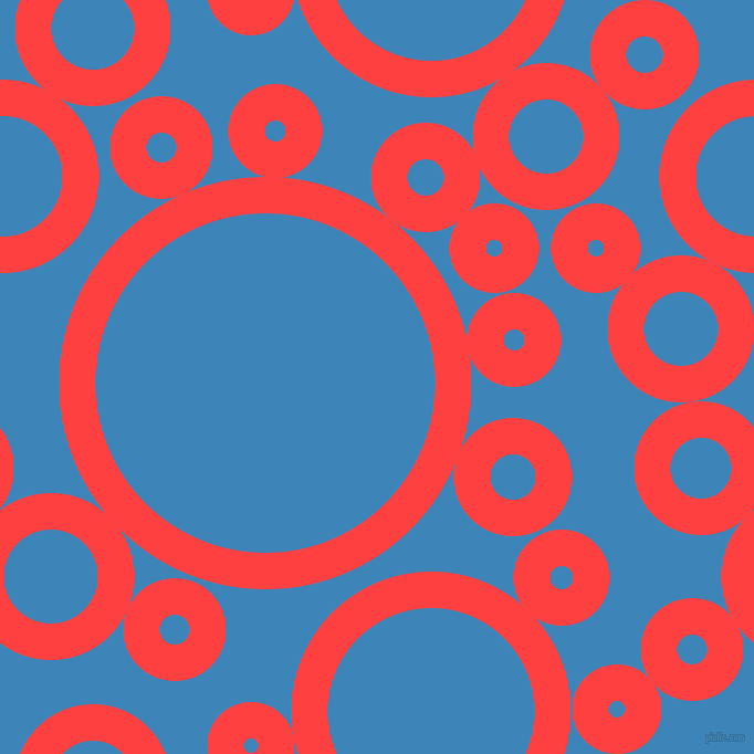 bubbles, circles, sponge, big, medium, small, 33 pixel line width, Coral Red and Curious Blue circles bubbles sponge soap seamless tileable