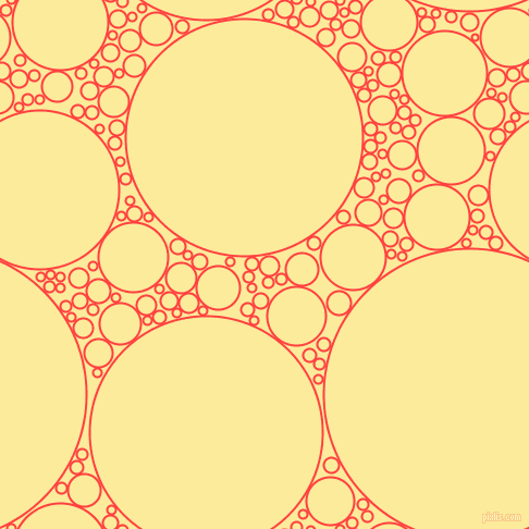 bubbles, circles, sponge, big, medium, small, 2 pixel line width, Coral Red and Drover circles bubbles sponge soap seamless tileable