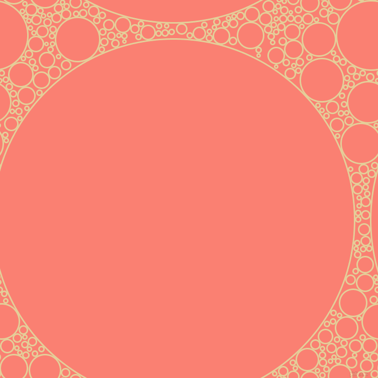 bubbles, circles, sponge, big, medium, small, 3 pixel line width, Double Colonial White and Salmon circles bubbles sponge soap seamless tileable