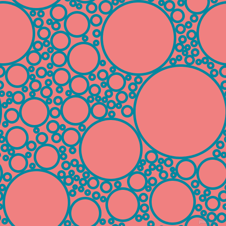 bubbles, circles, sponge, big, medium, small, 5 pixel line width, Eastern Blue and Light Coral circles bubbles sponge soap seamless tileable